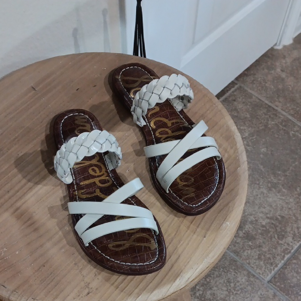 Sam Edelman GAVIN White Braided Strap Sandals